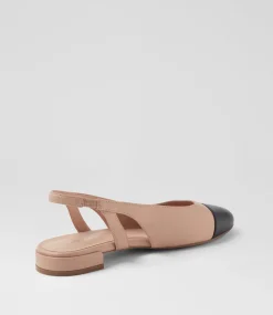 Women DIANA FERRARI Flats-Pascala Black Nude Leather Flat Shoes