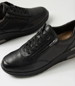 Women SUPERSOFT Sneakers|Wedges-Pattie Black Leather Sneakers