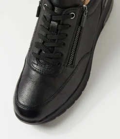 Women SUPERSOFT Sneakers|Wedges-Pattie Black Leather Sneakers