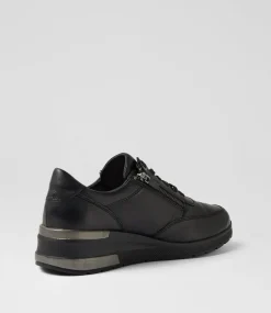 Women SUPERSOFT Sneakers|Wedges-Pattie Black Leather Sneakers
