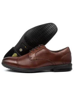 COLORADO Dress Shoes-Paul Dark Tan Leather Flat Shoes