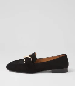 Women TOP END Flats|Loafers-Paydie Black Suede Loafers