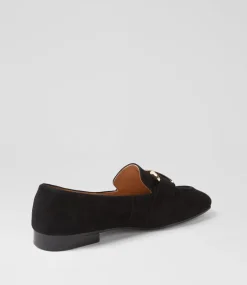 Women TOP END Flats|Loafers-Paydie Black Suede Loafers