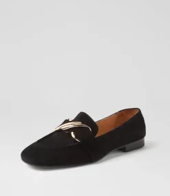 Women TOP END Flats|Loafers-Paydie Black Suede Loafers
