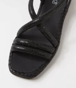 Women SUPERSOFT Comfort|Flats-Peacest Black Leather Sandals