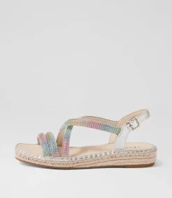 Women SUPERSOFT Comfort|Flats-Peacest Multi Silver Leather Sandals