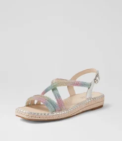 Women SUPERSOFT Comfort|Flats-Peacest Multi Silver Leather Sandals