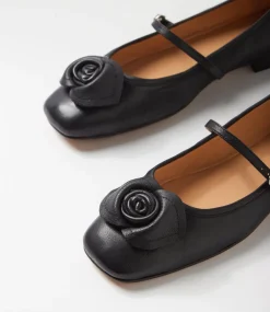 Women TOP END Flats|Mary Janes-Pelo Black Leather Flat Shoes