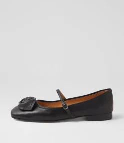 Women TOP END Flats|Mary Janes-Pelo Black Leather Flat Shoes