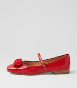 Women TOP END Flats|Mary Janes-Pelo Red Patent Suede Flat Shoes