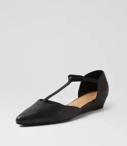 Women DIANA FERRARI Flats-Pepps Black Leather Flat Shoes