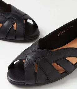 Women SUPERSOFT Comfort|Flats-Petise Black Heel Leather Ballet Flats