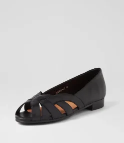 Women SUPERSOFT Comfort|Flats-Petise Black Heel Leather Ballet Flats