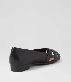 Women SUPERSOFT Comfort|Flats-Petise Black Heel Leather Ballet Flats