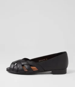 Women SUPERSOFT Comfort|Flats-Petise Black Heel Leather Ballet Flats