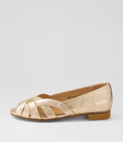 Women SUPERSOFT Comfort|Flats-Petise Rose Gold Crack Leather Ballet Flats