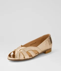Women SUPERSOFT Comfort|Flats-Petise Rose Gold Crack Leather Ballet Flats