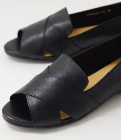 Women SUPERSOFT Flats-Petunia Black Leather Flat Shoes