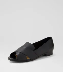 Women SUPERSOFT Flats-Petunia Black Leather Flat Shoes
