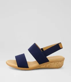 Women SUPERSOFT Comfort|Heels-Phaedra Navy Fabric Sandals