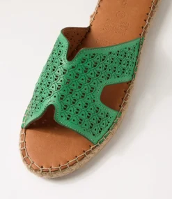 Women DIANA FERRARI Flats|Sandals-Piksy Emerald Leather Slides