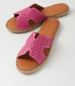 Women DIANA FERRARI Slides|Flats-Piksy Fuschia Leather Slides