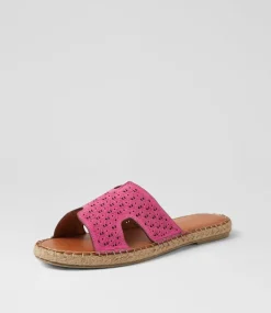 Women DIANA FERRARI Slides|Flats-Piksy Fuschia Leather Slides