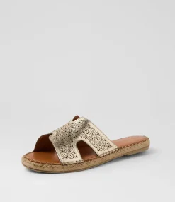 Women DIANA FERRARI Slides|Flats-Piksy Soft Gold Leather Slides
