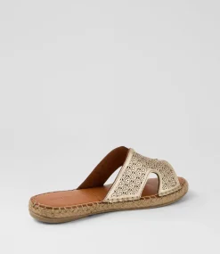 Women DIANA FERRARI Slides|Flats-Piksy Soft Gold Leather Slides