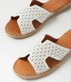 Women DIANA FERRARI Slides|Flats-Piksy White Leather Slides