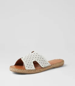 Women DIANA FERRARI Slides|Flats-Piksy White Leather Slides