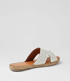 Women DIANA FERRARI Slides|Flats-Piksy White Leather Slides