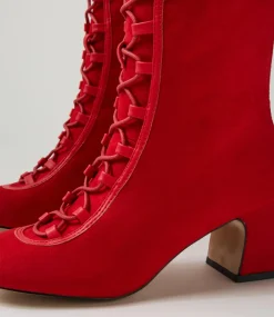 Women I LOVE BILLY Boots|Heels-Pimmie Red Microsuede Heels