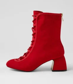 Women I LOVE BILLY Boots|Heels-Pimmie Red Microsuede Heels