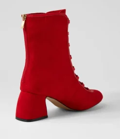 Women I LOVE BILLY Boots|Heels-Pimmie Red Microsuede Heels