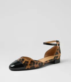Women DIANA FERRARI Flats-Pitricia Black Leopard Patent Leather Flat Shoes