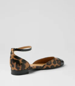 Women DIANA FERRARI Flats-Pitricia Black Leopard Patent Leather Flat Shoes