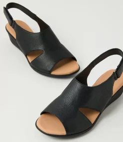 Women SUPERSOFT Comfort|Heels-Pleasing Black Leather Sandals