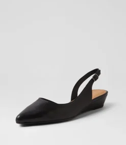 Women DIANA FERRARI Flats-Pleeza Black Leather Flat Shoes