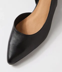 Women DIANA FERRARI Flats-Pleeza Black Leather Flat Shoes