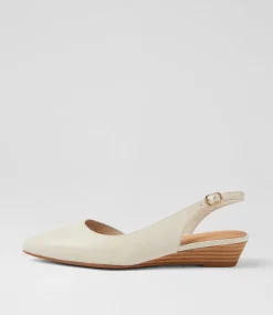 Women DIANA FERRARI Flats-Pleeza Cream Leather Flat Shoes