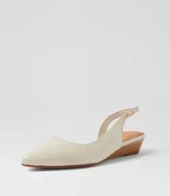 Women DIANA FERRARI Flats-Pleeza Cream Leather Flat Shoes