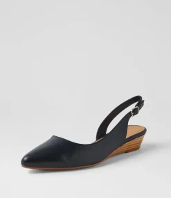 Women DIANA FERRARI Flats-Pleeza Navy Natural Leather Flat Shoes