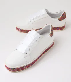 Women TOP END Sneakers-Pluma White Multi Leather Jewels Sneakers