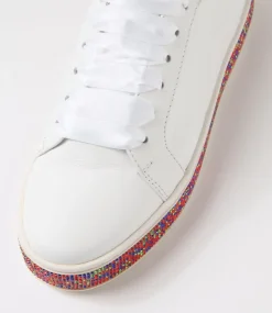 Women TOP END Sneakers-Pluma White Multi Leather Jewels Sneakers