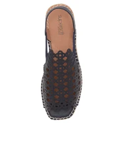 Women SUPERSOFT Comfort|Wedges-Precho Navy Leather Espadrilles