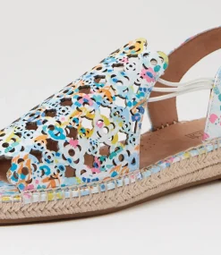 Women SUPERSOFT Comfort|Espadrilles-Precho White Flower Fantasy Leather Sandals