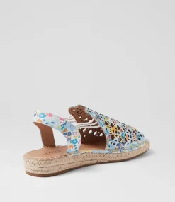 Women SUPERSOFT Comfort|Espadrilles-Precho White Flower Fantasy Leather Sandals