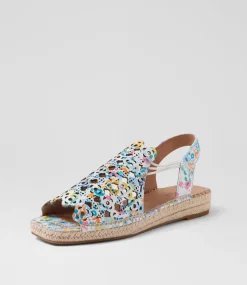 Women SUPERSOFT Comfort|Espadrilles-Precho White Flower Fantasy Leather Sandals