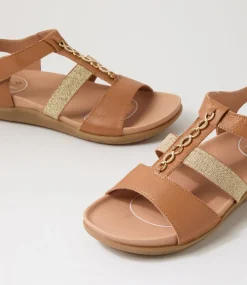 Women SUPERSOFT Comfort|Flats-Presten Dark Tan Leather Sandals